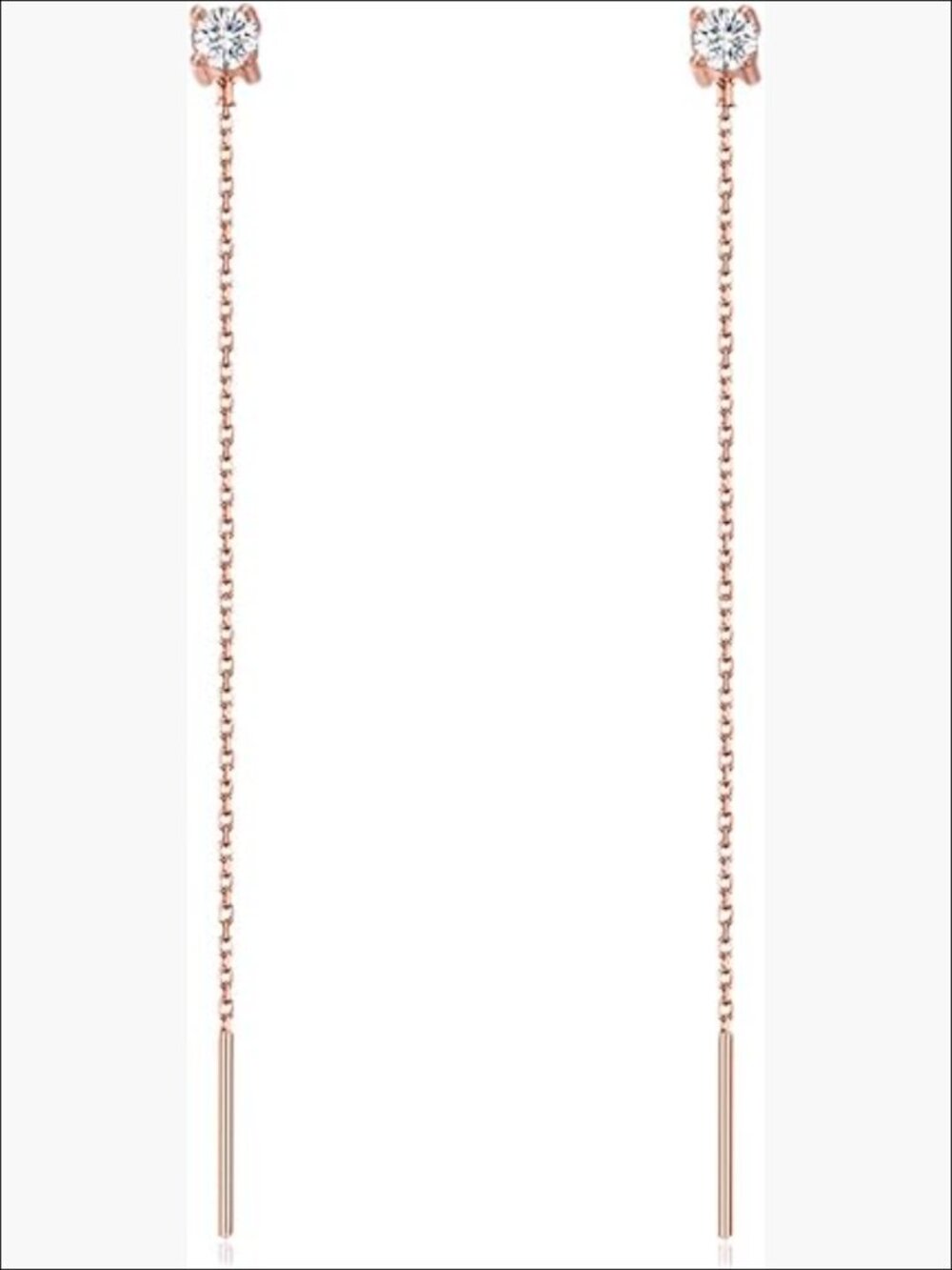 Sterling Silver Gold Plated Threader Earrings with Cubic Zirconia